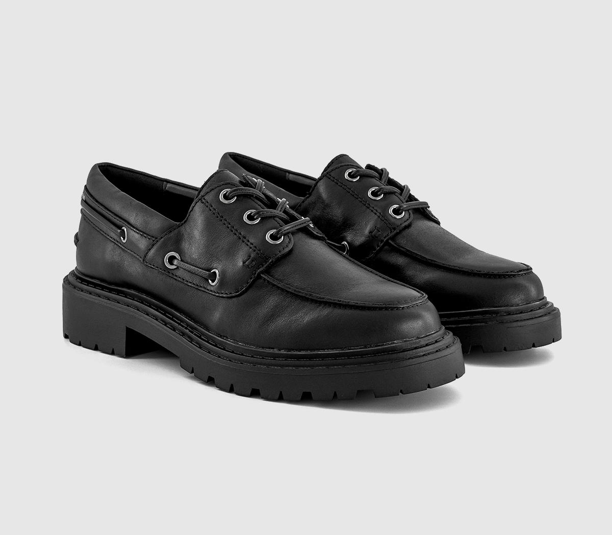 OFFICEFlare Lace Up Chunky Boat Shoes OFFICEFlare Lace Up Chunky Boat ShoesBlack Leather