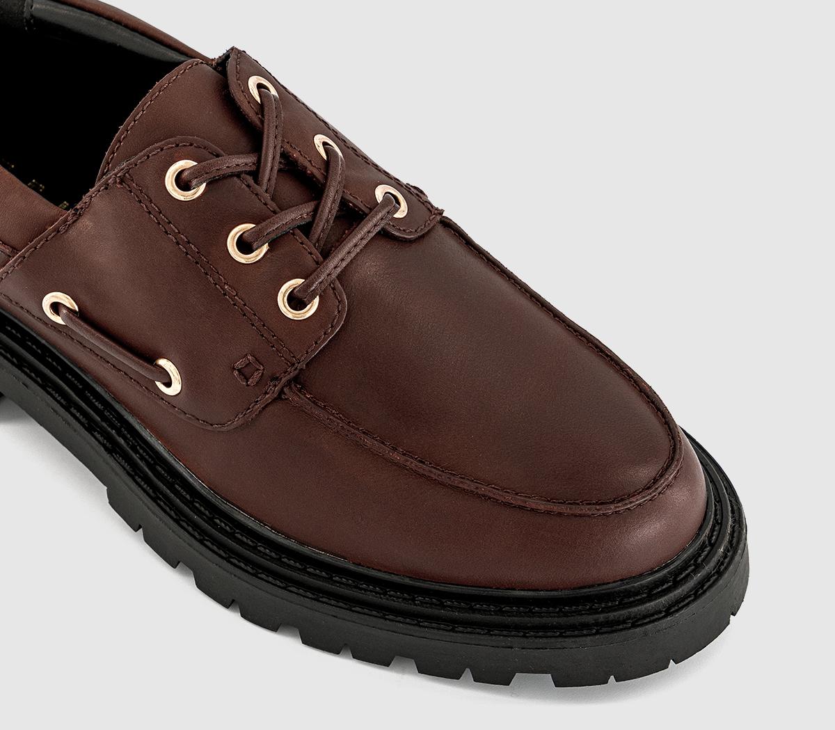 OFFICEFlare Lace Up Chunky Boat Shoes OFFICEFlare Lace Up Chunky Boat ShoesBrown Leather