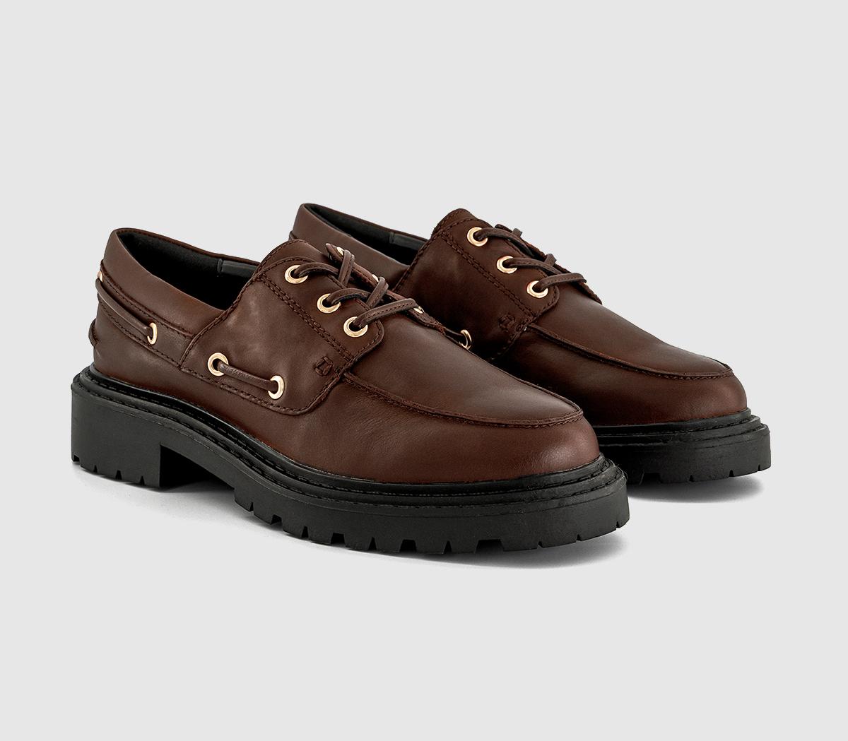OFFICEFlare Lace Up Chunky Boat Shoes OFFICEFlare Lace Up Chunky Boat ShoesBrown Leather