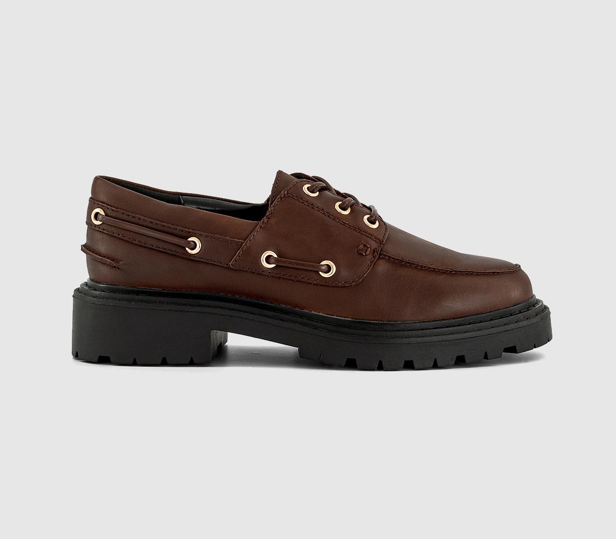 OFFICEFlare Lace Up Chunky Boat Shoes OFFICEFlare Lace Up Chunky Boat ShoesBrown Leather