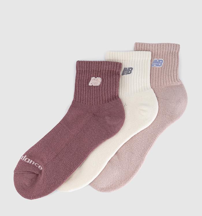 New Balance Socks Nb Black Patch Logo Ankle 3 Pack Socks Rose Wood Stone Pink