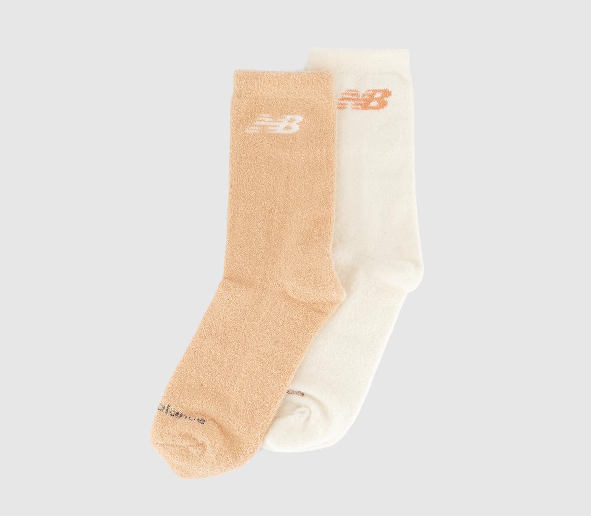 New Balance SocksNew Balance Shaggy Like Crew 2 Pack SocksCream Beige
