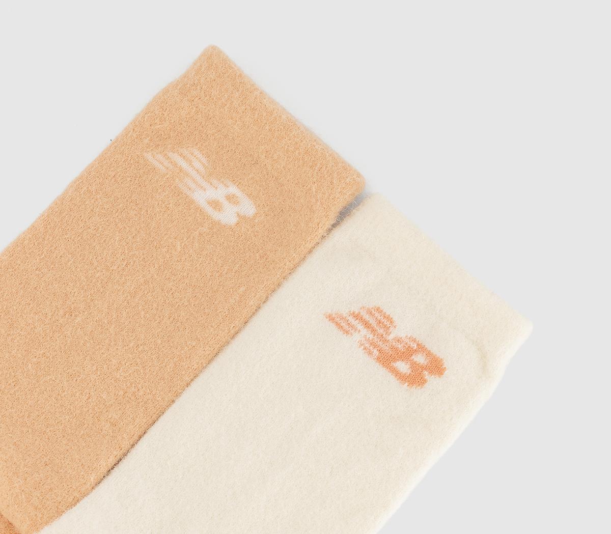 New Balance SocksNew Balance Shaggy Like Crew 2 Pack SocksCream Beige