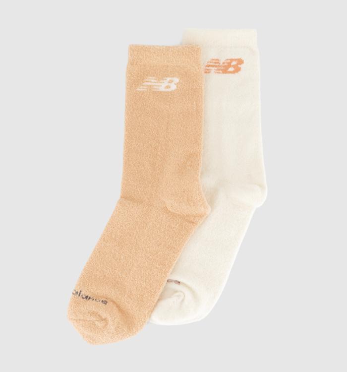 New Balance Socks New Balance Shaggy Like Crew 2 Pack Socks Cream Beige
