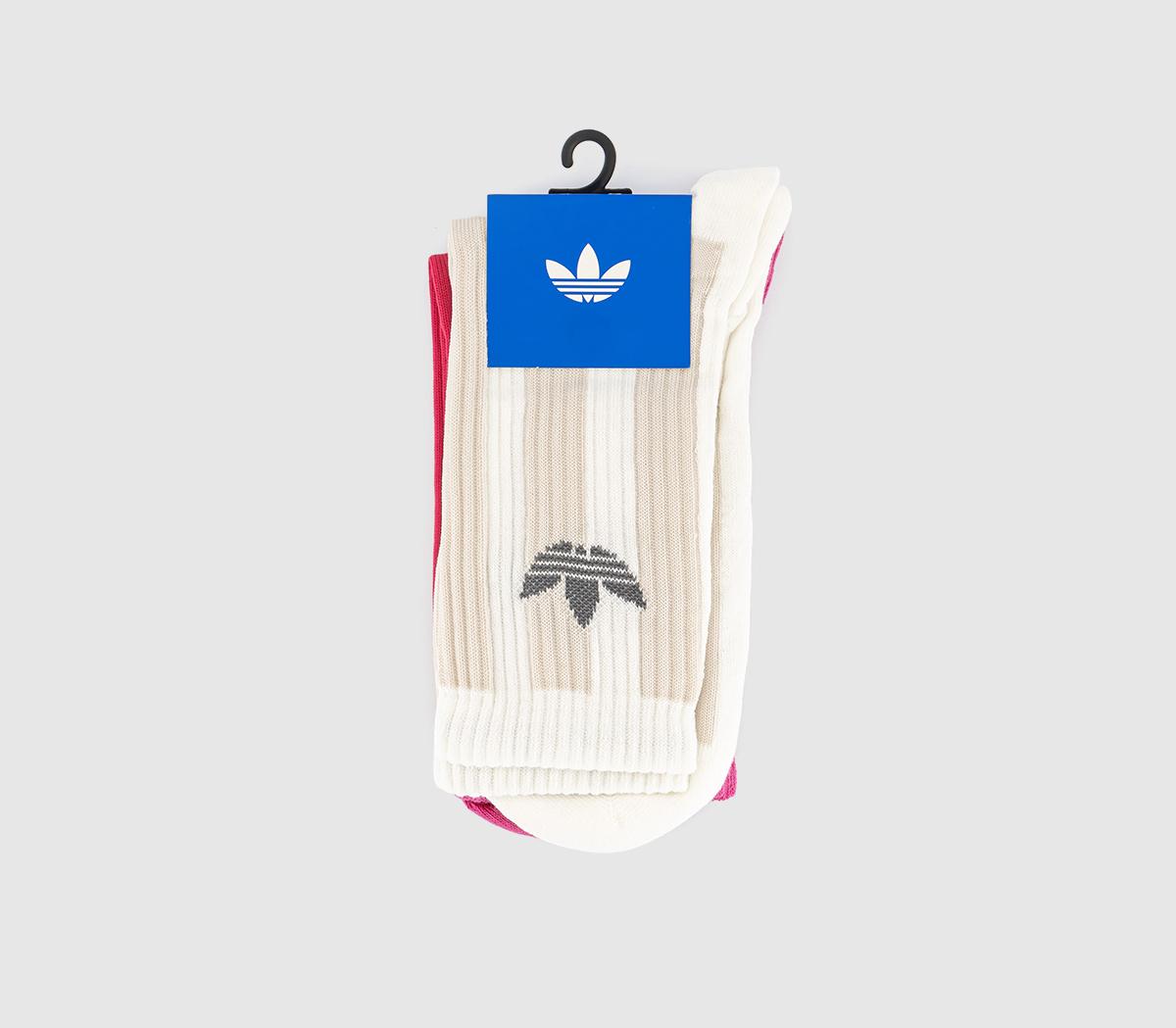 adidasEveryday Icon Crew 2 Pack adidasEveryday Icon Crew 2 PackOffwhite Wonder Alumina Semi Lucid Fuchsia