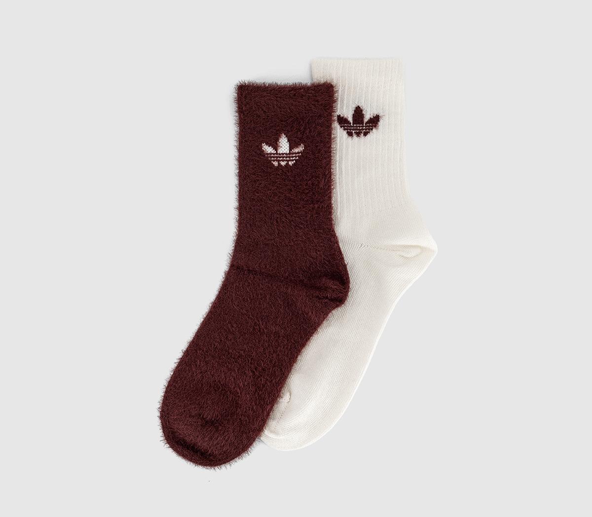 adidasFluffy 2 Pack SocksFox Brown Offwhite