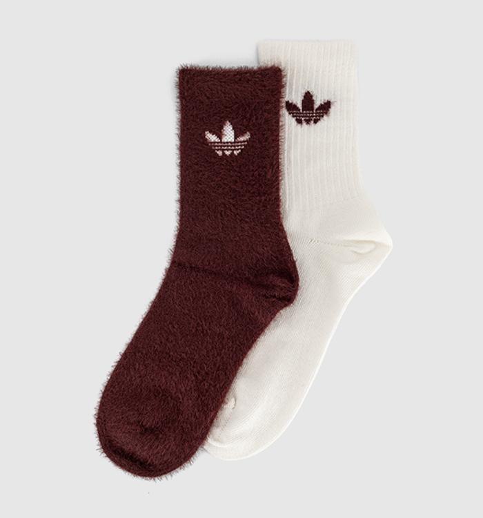 adidas Fluffy 2 Pack Socks Fox Brown Offwhite