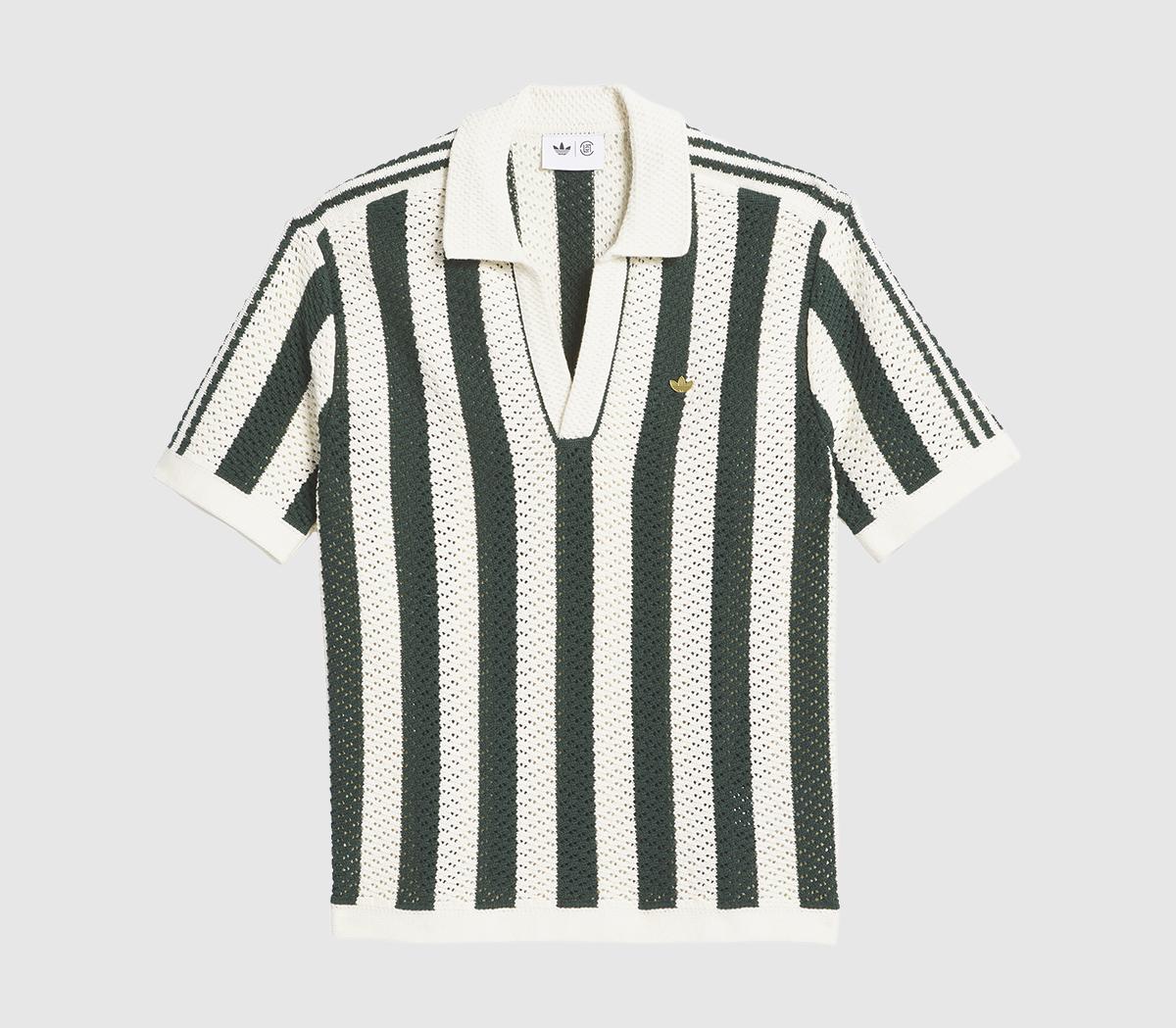 adidasClot Knit Polo TopsGreen Night Cream White