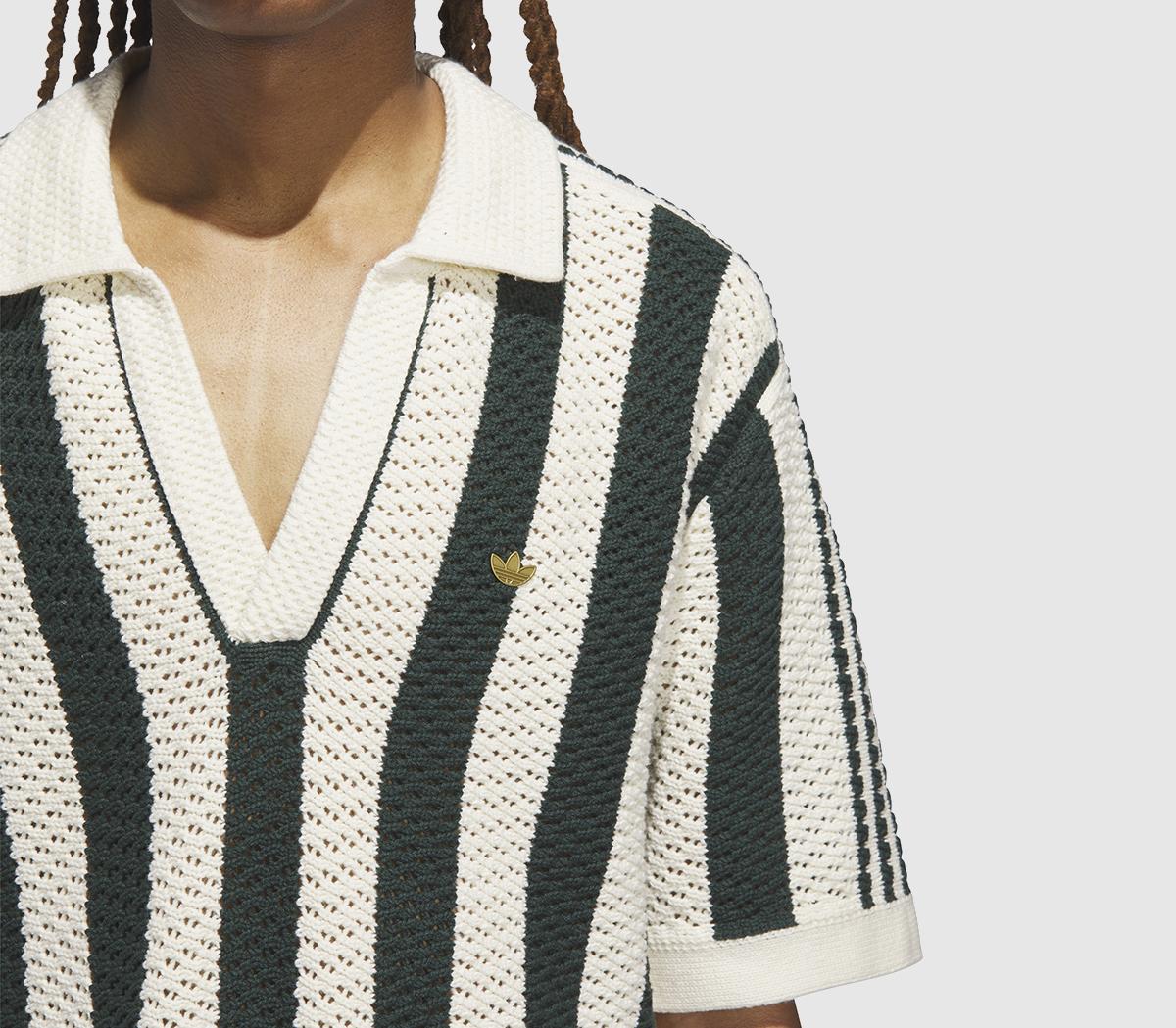 adidasClot Knit Polo TopsGreen Night Cream White