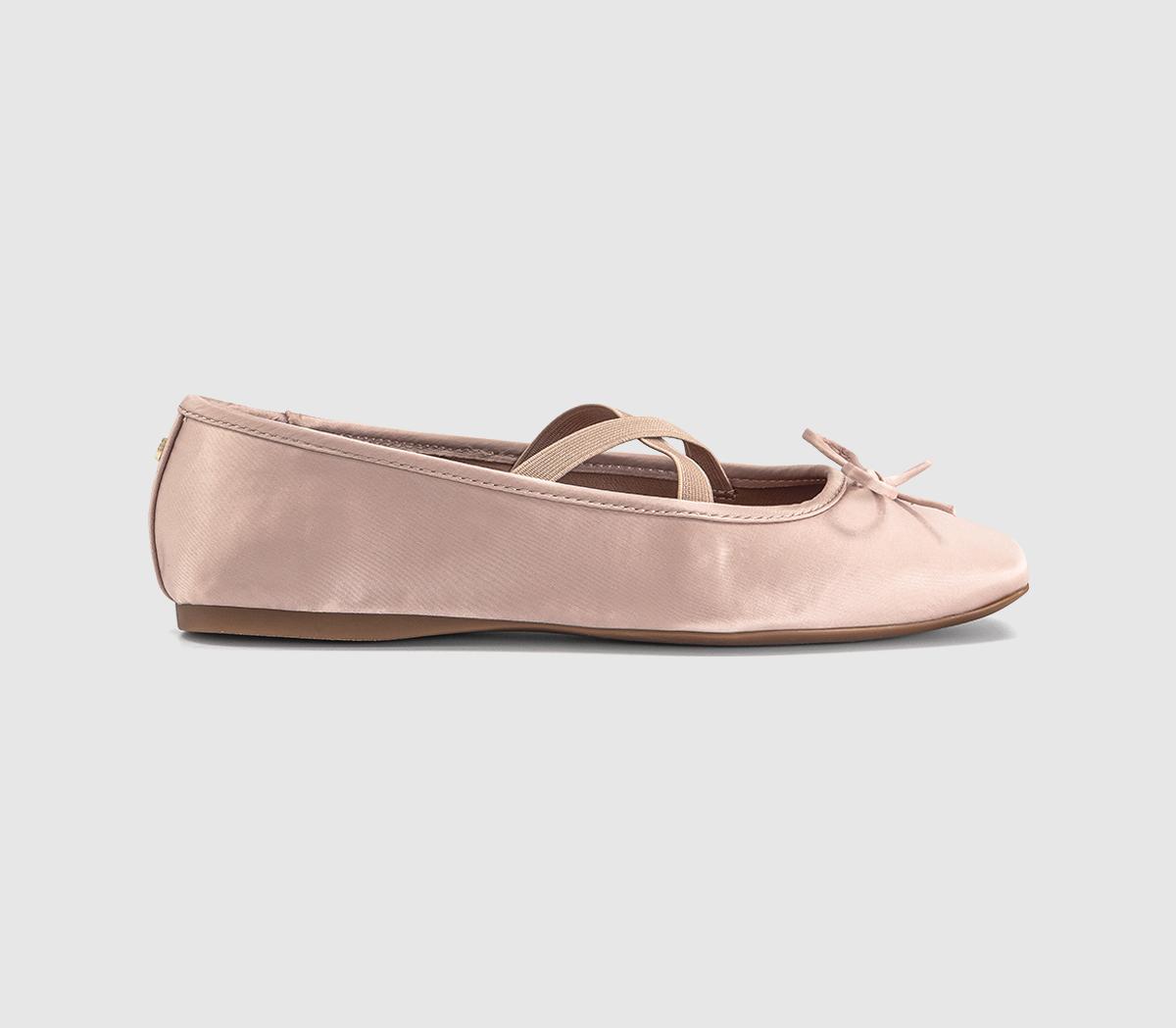 OFFICEFate Elastic Cross Strap Square Toe Ballerina FlatsPink Satin