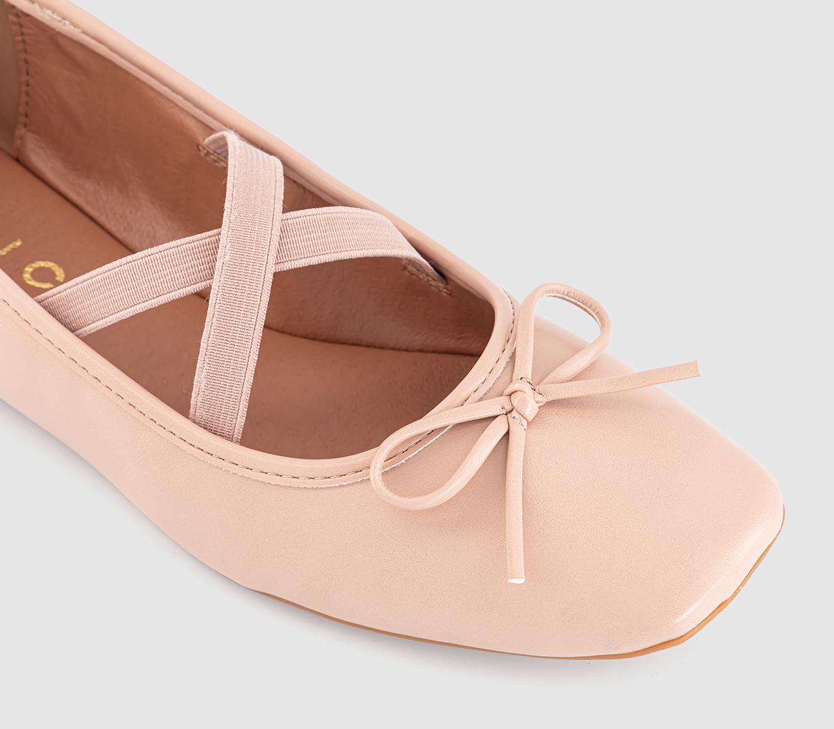 OFFICEFate Elastic Cross Strap Square Toe Ballerina Flats OFFICEFate Elastic Cross Strap Square Toe Ballerina FlatsBlush