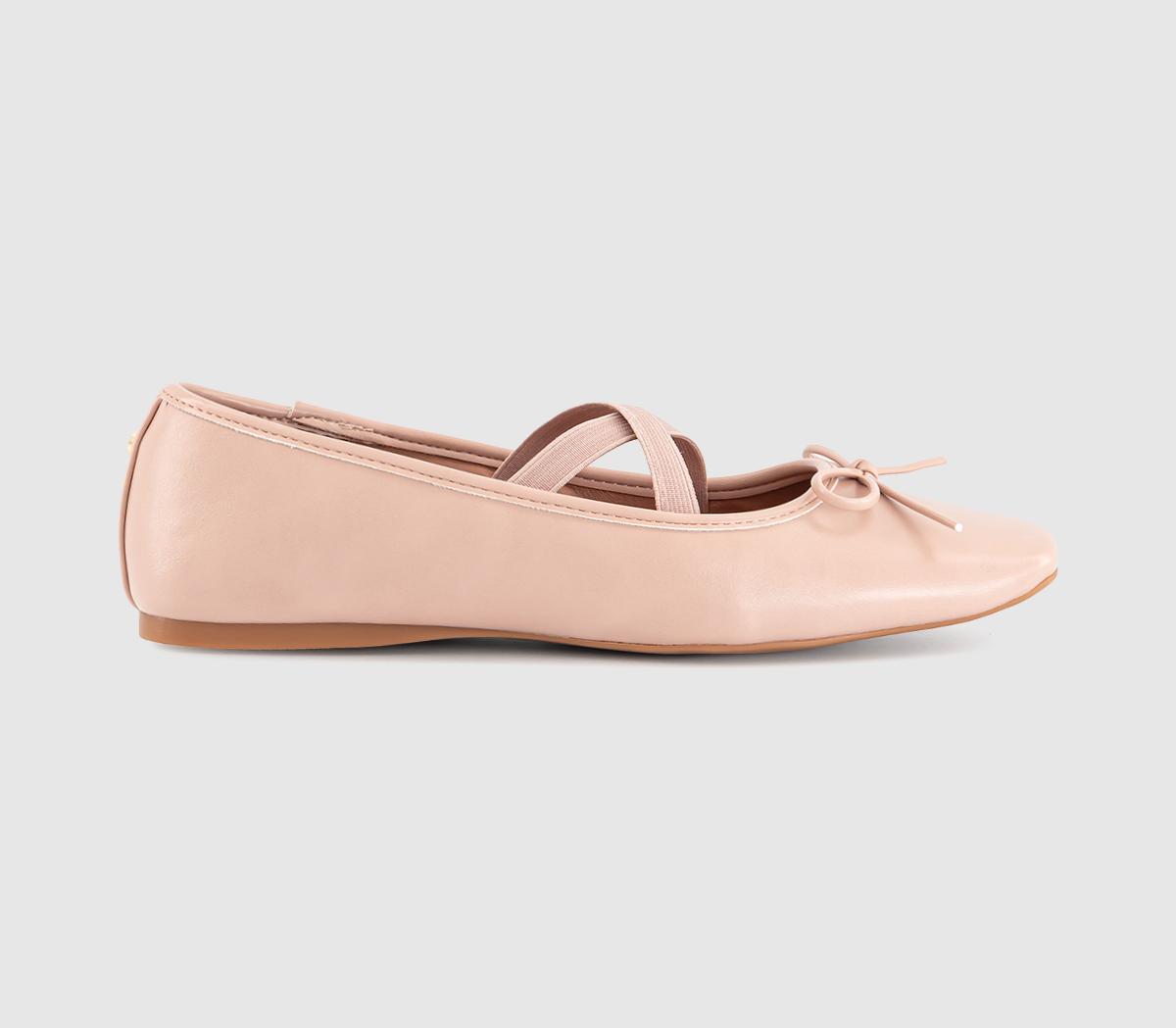 OFFICEFate Elastic Cross Strap Square Toe Ballerina Flats OFFICEFate Elastic Cross Strap Square Toe Ballerina FlatsBlush