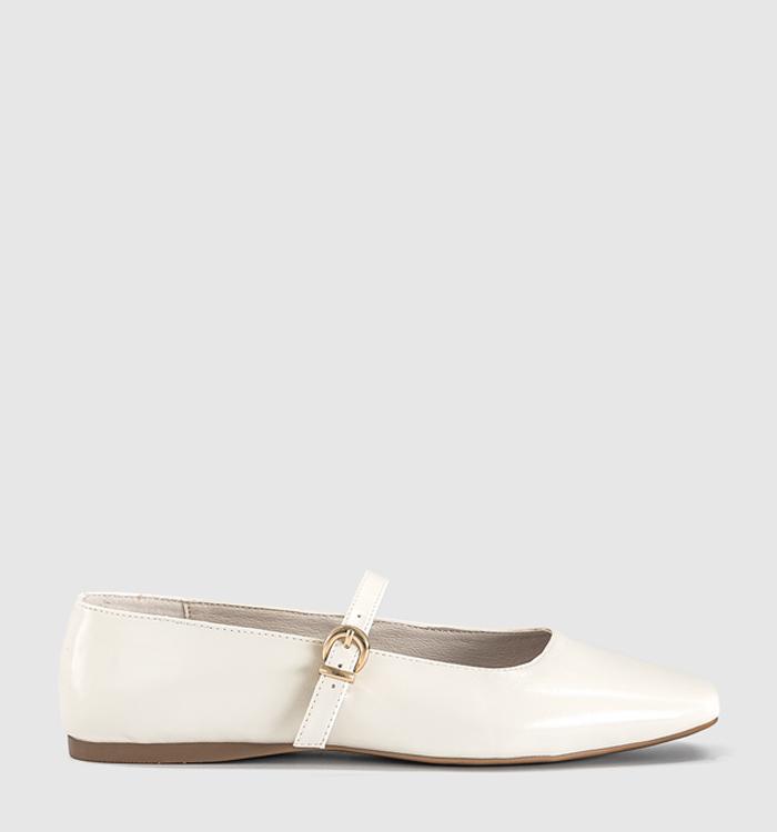 OFFICE Flourish Square Toe Mary Jane Ballerina Pumps White