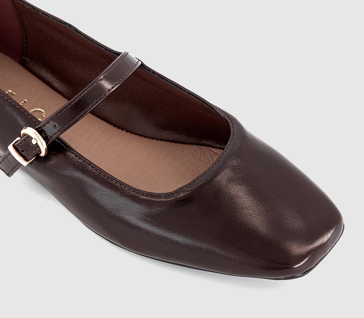 OFFICEFlourish Square Toe Mary Jane Ballet Pumps OFFICEFlourish Square Toe Mary Jane Ballet PumpsDark Brown