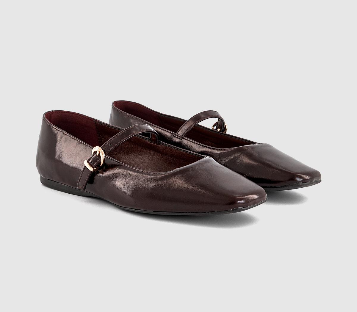 OFFICEFlourish Square Toe Mary Jane Ballet Pumps OFFICEFlourish Square Toe Mary Jane Ballet PumpsDark Brown