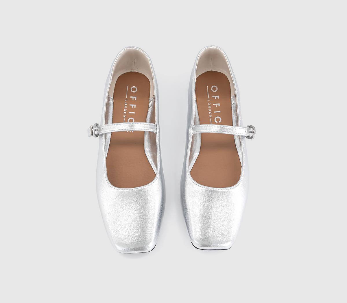 OFFICEFlourish Square Toe Mary Jane Ballerina FlatsSilver