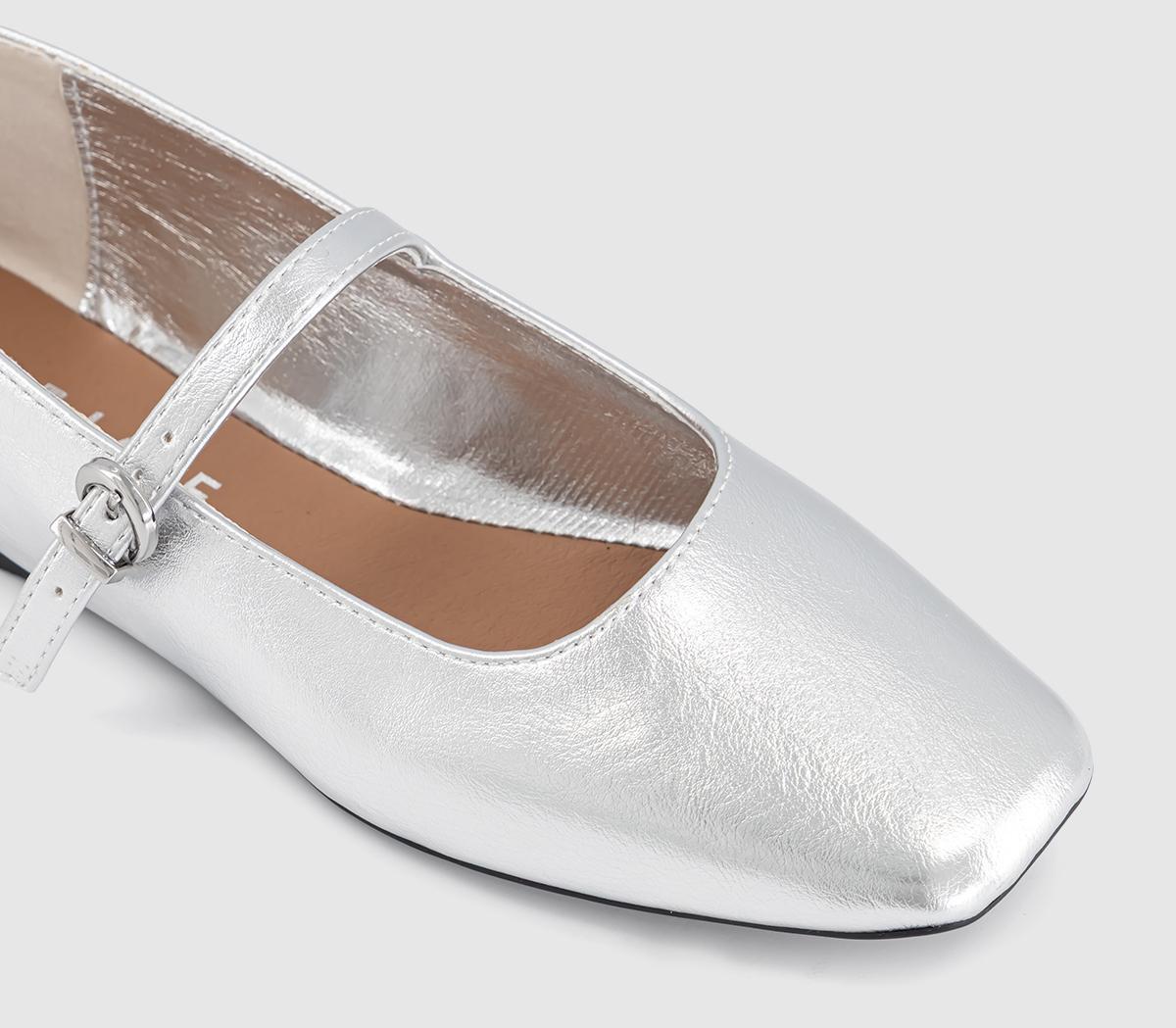 OFFICEFlourish Square Toe Mary Jane Ballerina FlatsSilver