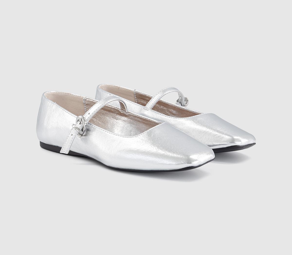 OFFICEFlourish Square Toe Mary Jane Ballerina FlatsSilver