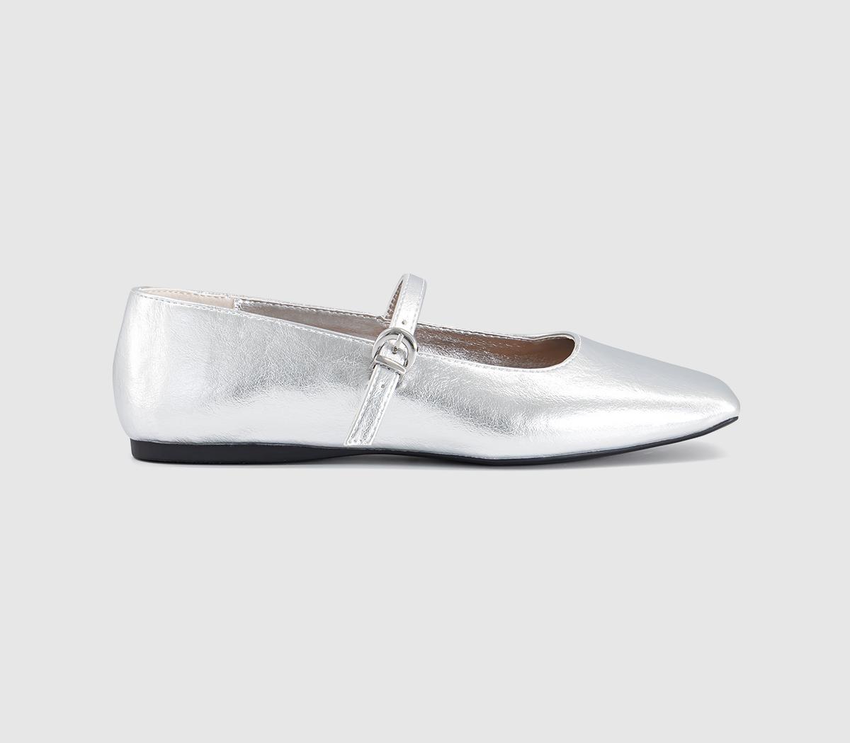 OFFICEFlourish Square Toe Mary Jane Ballerina FlatsSilver
