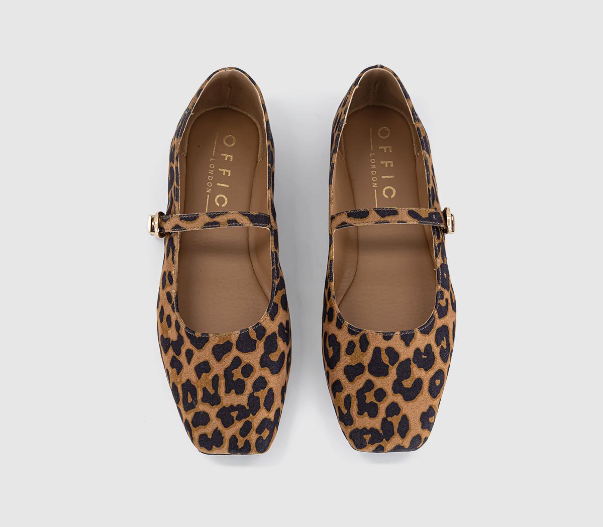 OFFICEFlourish Square Toe Mary Jane BallerinasLeopard Print