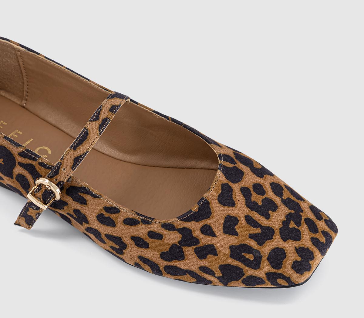 OFFICEFlourish Square Toe Mary Jane BallerinasLeopard Print