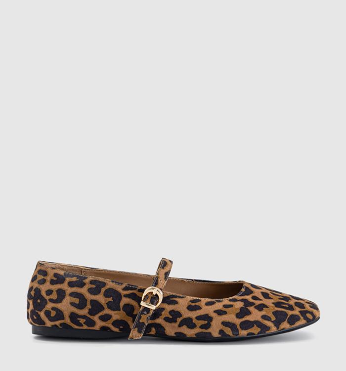 OFFICE Flourish Square Toe Mary Jane Ballerinas Leopard Print