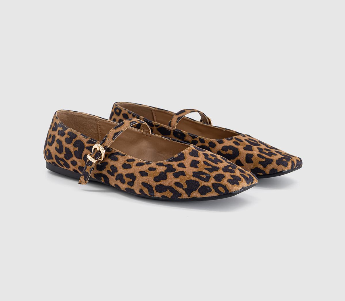 OFFICEFlourish Square Toe Mary Jane BallerinasLeopard Print
