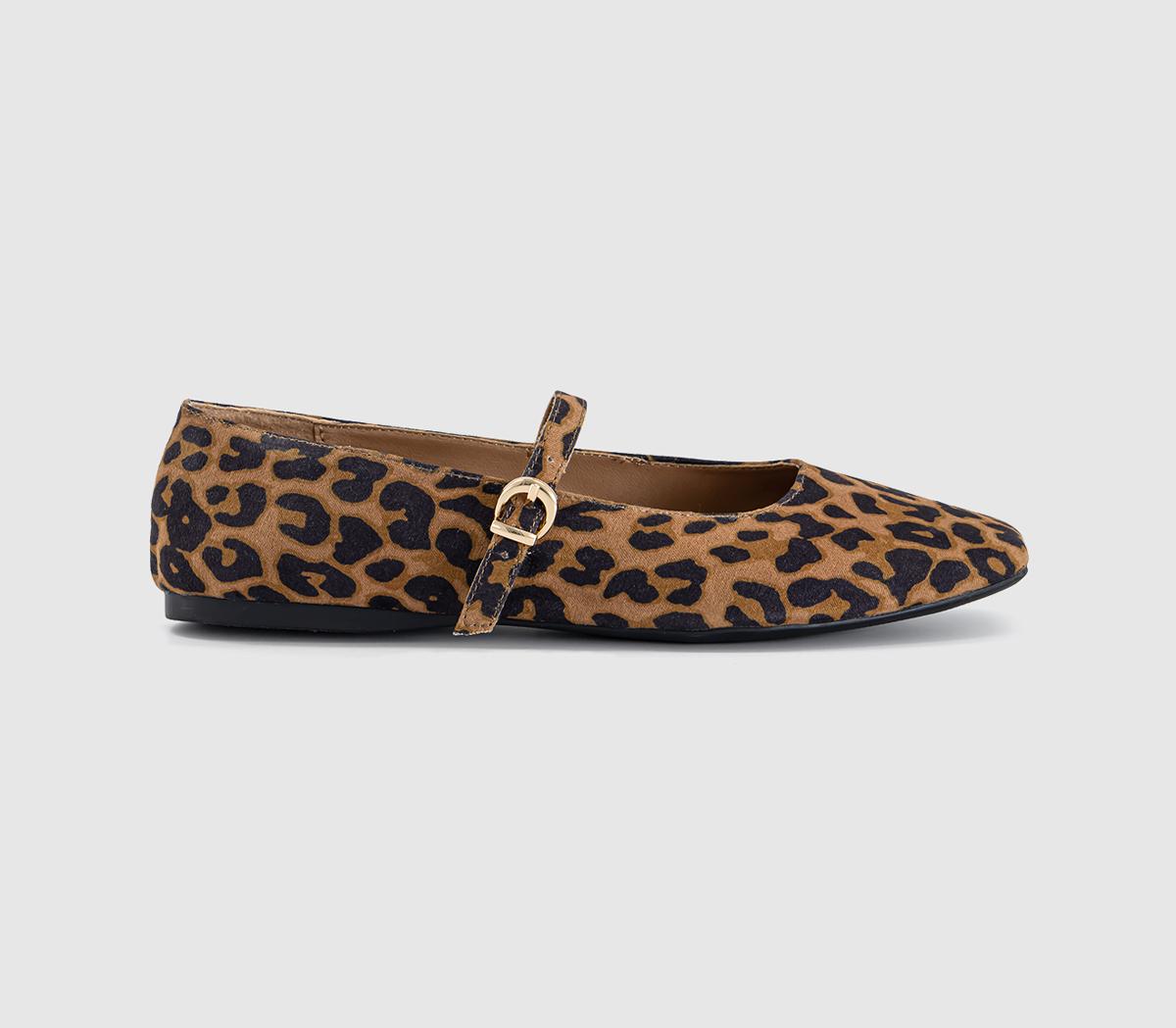 OFFICEFlourish Square Toe Mary Jane BallerinasLeopard Print
