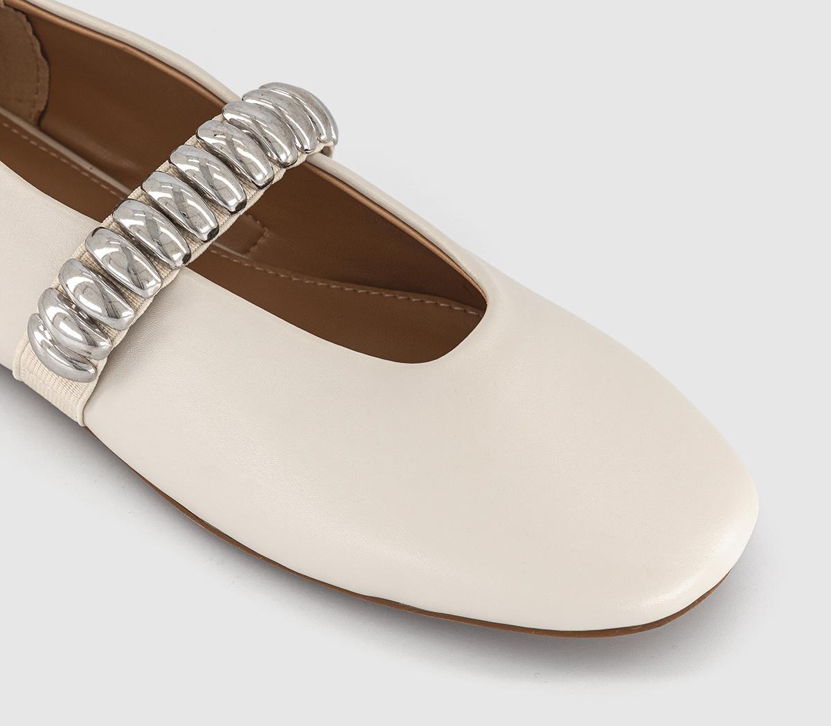 OFFICEFlavia Metal Trim Ballerina Shoes OFFICEFlavia Metal Trim Ballerina ShoesWhite