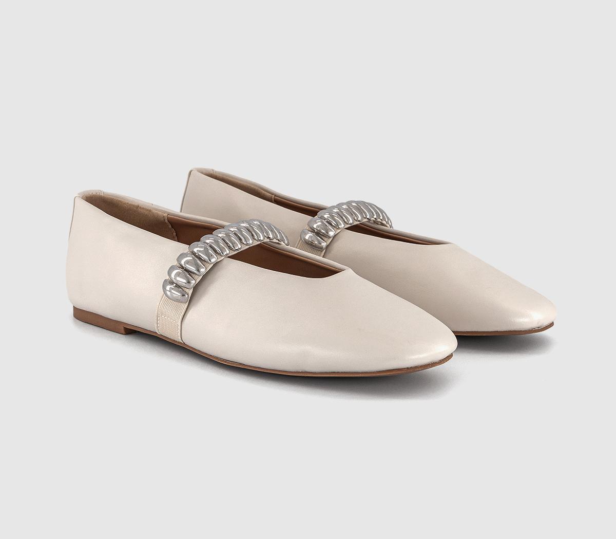 OFFICEFlavia Metal Trim Ballerina Shoes OFFICEFlavia Metal Trim Ballerina ShoesWhite