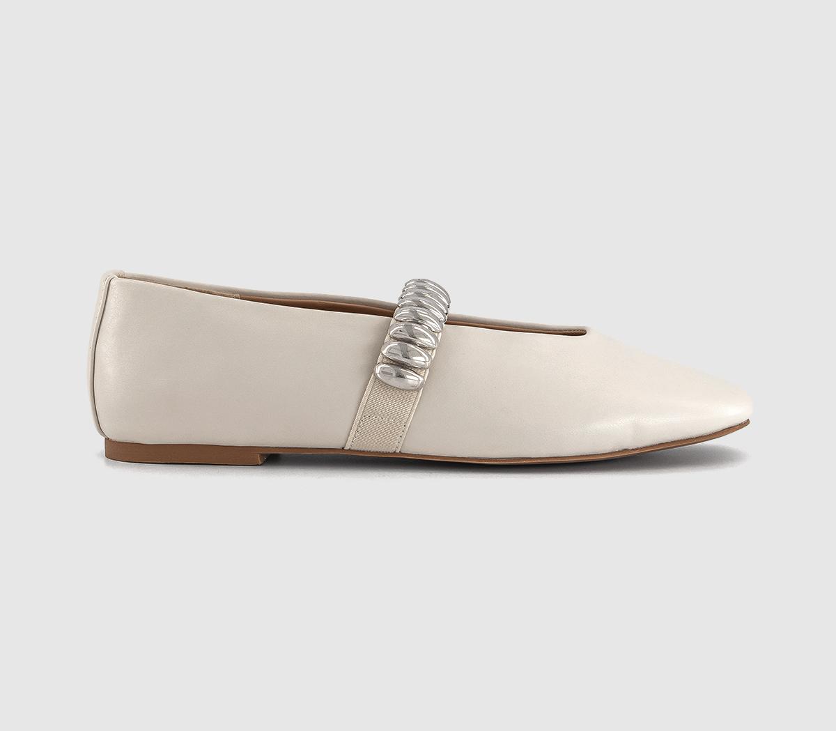 OFFICEFlavia Metal Trim Ballerina Shoes OFFICEFlavia Metal Trim Ballerina ShoesWhite