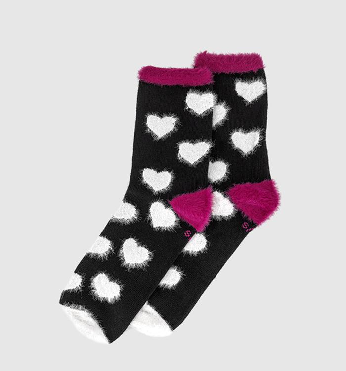 Dr. Martens Faux Fur Socks Black Fuchsia Pink