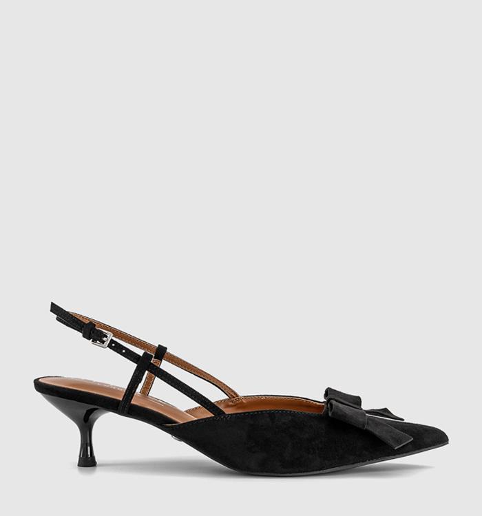 OFFICE Magical Bow Trim Slingback Court Heels Black