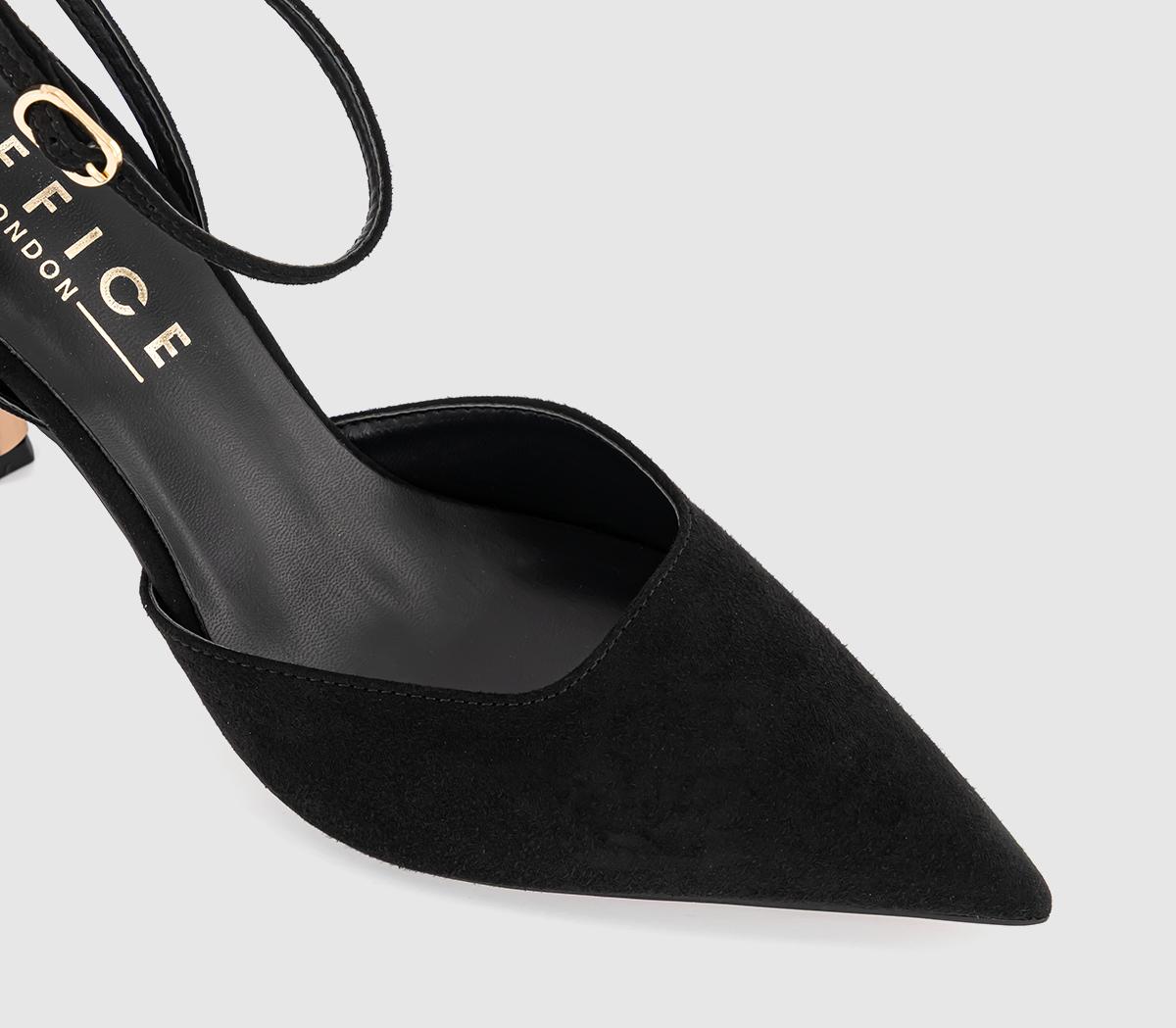 OFFICEHideaway Two Part Cut Out Court HeelsBlack Faux Suede