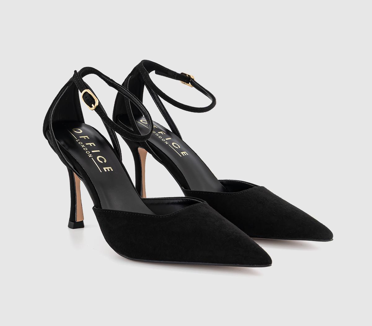 OFFICEHideaway Two Part Cut Out Court HeelsBlack Faux Suede