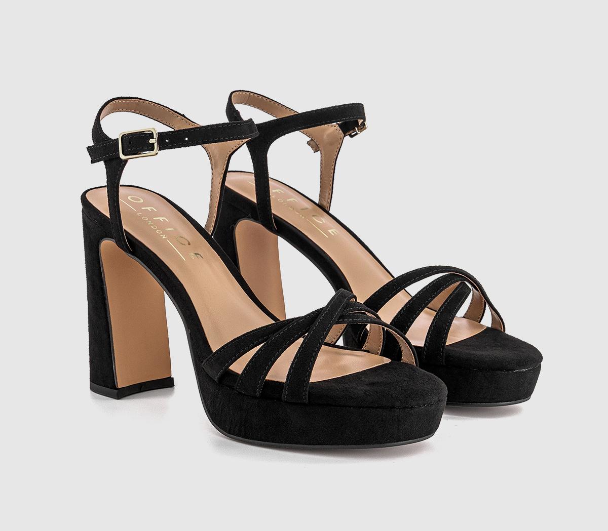OFFICEHype Two Part Platform Heeled Sandals OFFICEHype Two Part Platform Heeled SandalsBlack Faux Suede