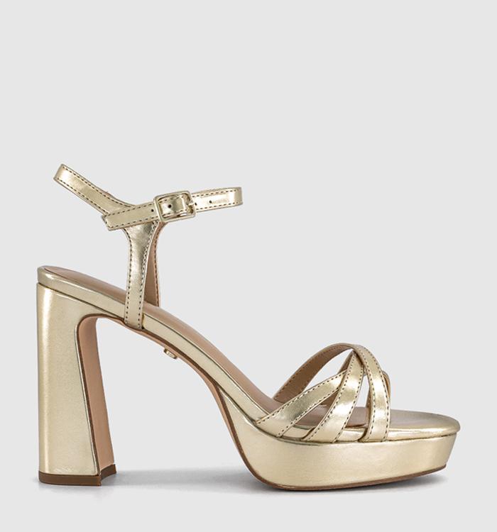 OFFICE Hype Two Part Platform Heeled Sandals Gold