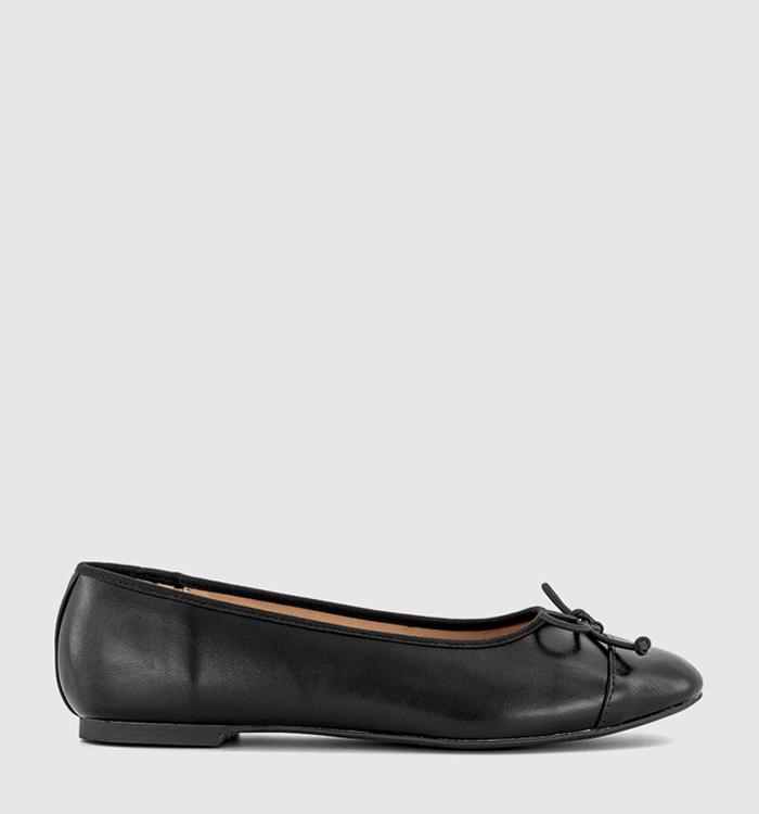 OFFICE Fran Toecap Round Toe Ballet Pumps Black
