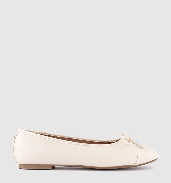 OFFICE Fran Toecap Round Toe Ballet Pumps White