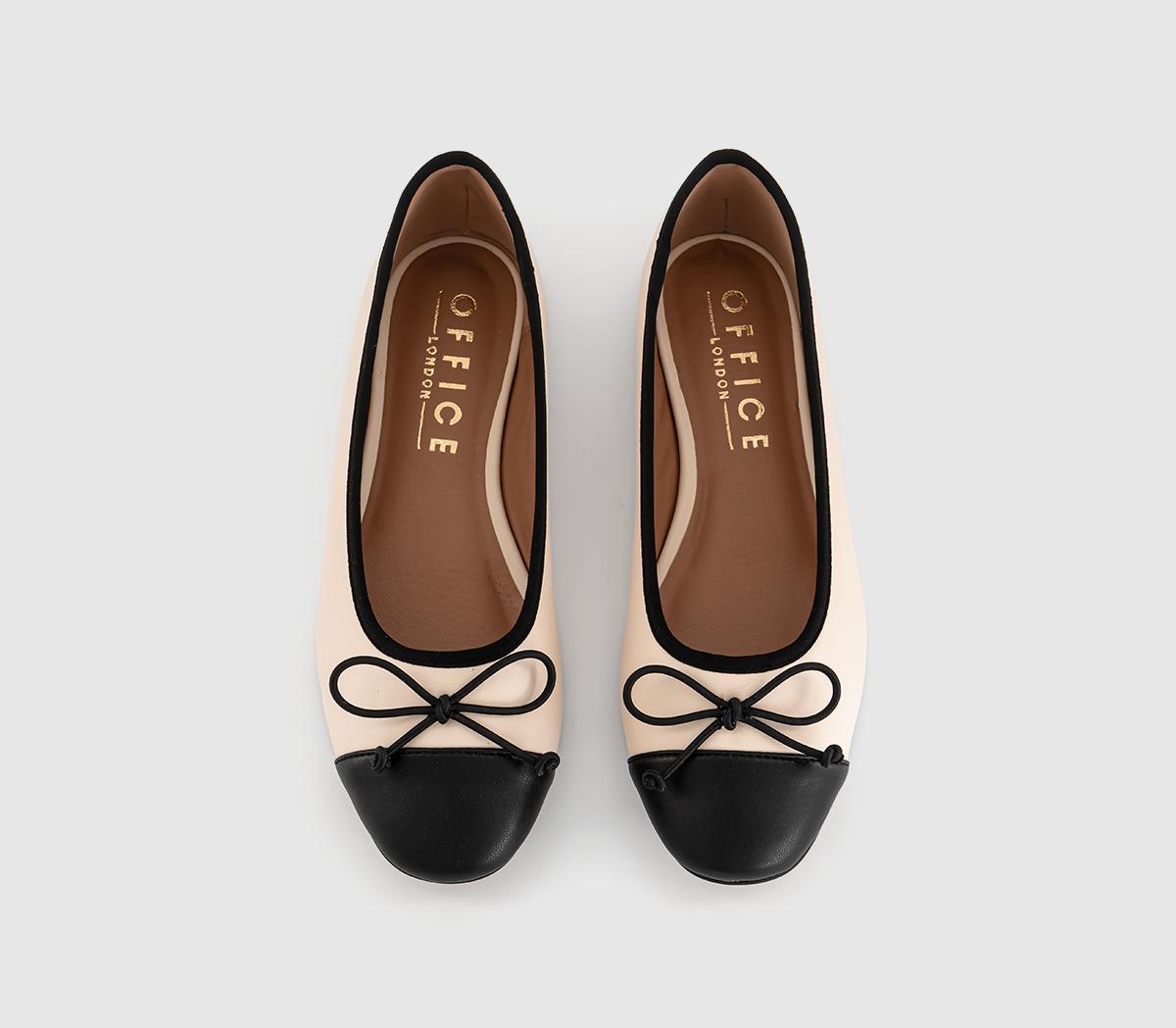 OFFICEFran Toecap Round Toe Ballerina ShoesWhite/black