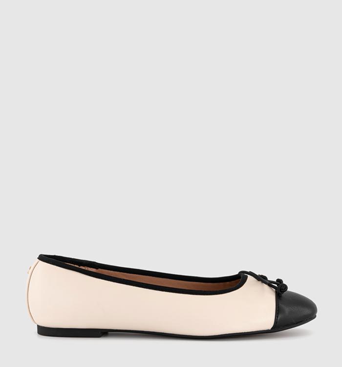 OFFICE Fran Toecap Round Toe Ballerina Shoes White/black