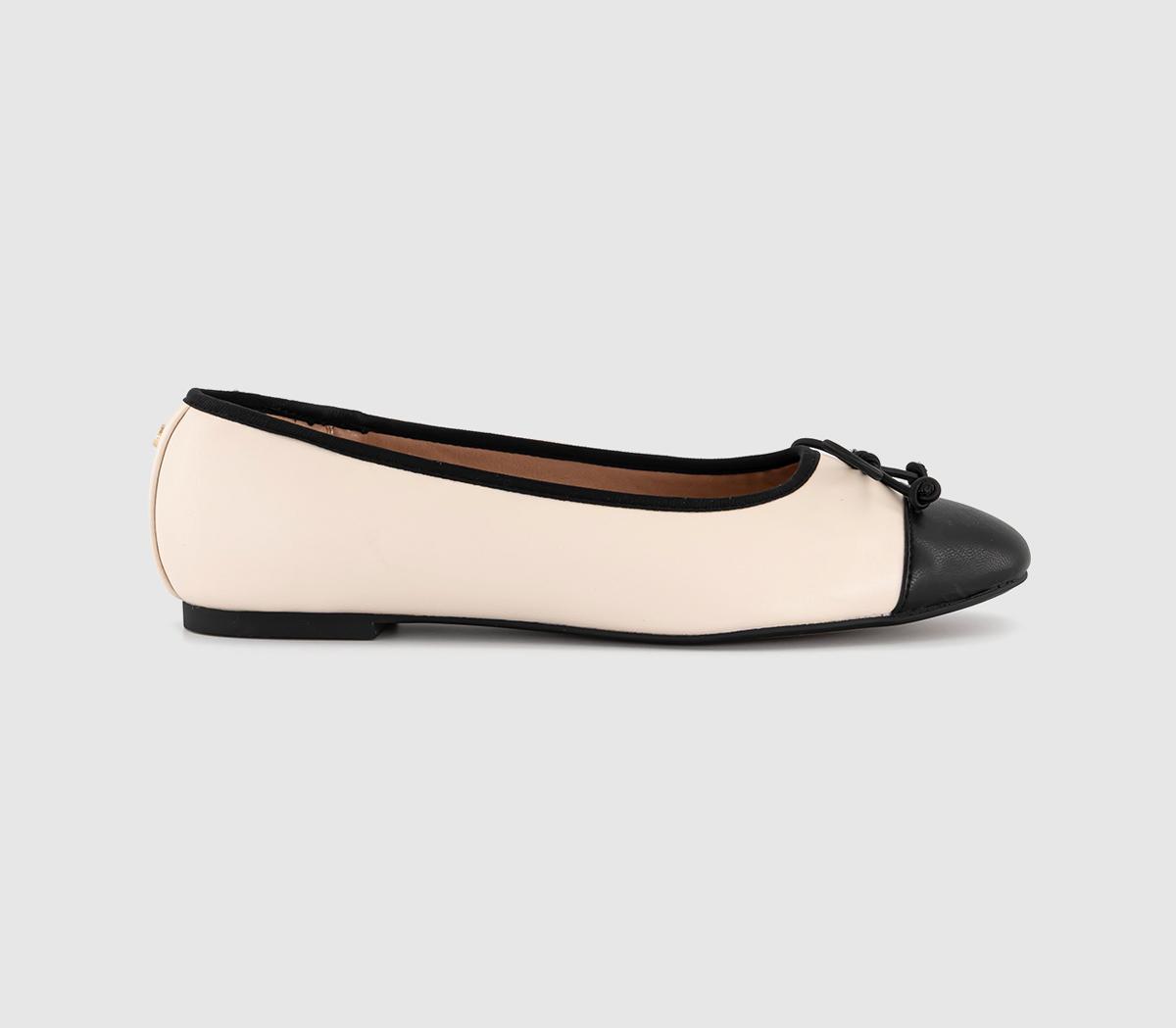 OFFICEFran Toecap Round Toe Ballerina ShoesWhite/black