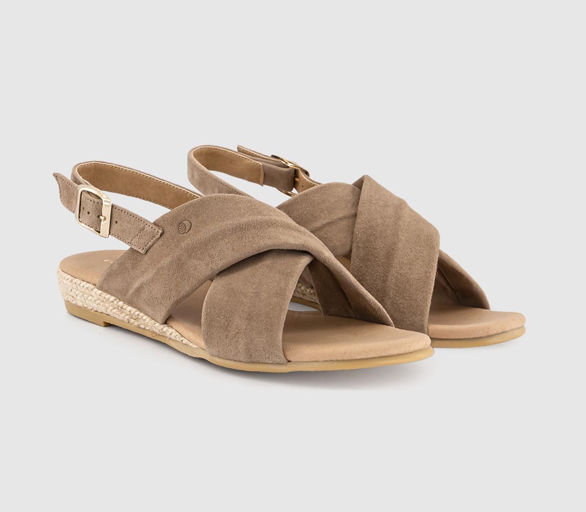 EARTHADDICTTulip Cross Over SandalsBeige Suede