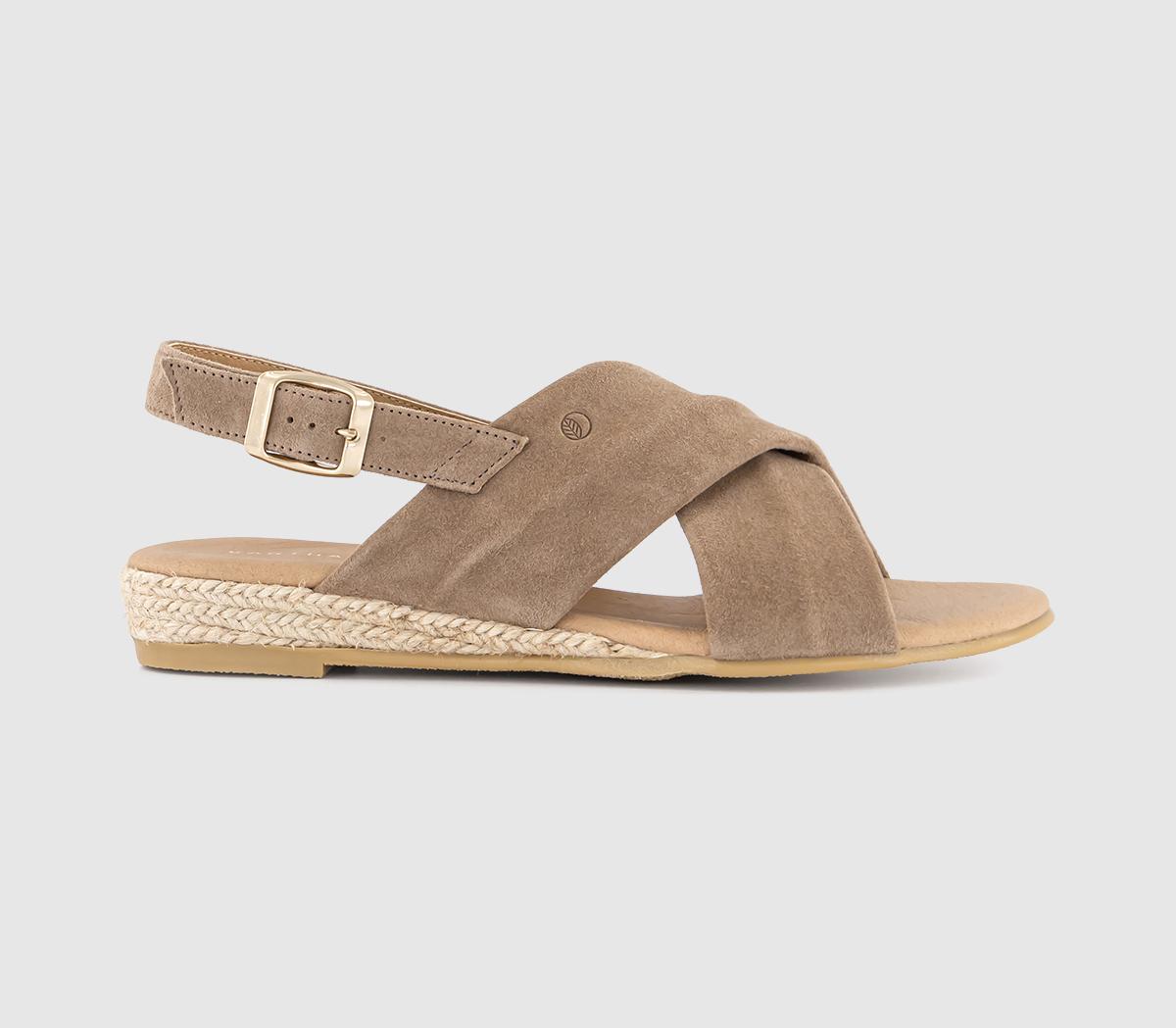 EARTHADDICTTulip Cross Over SandalsBeige Suede