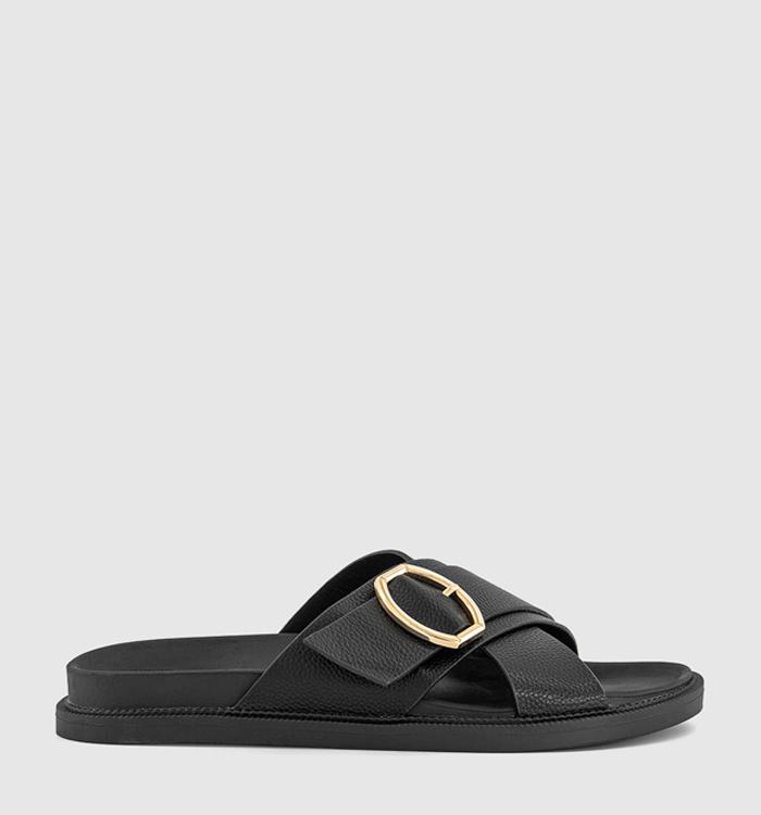 OFFICE Serenade Cross Over Buckle Footbed Sandals Black