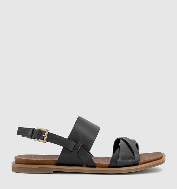 EARTHADDICT Blossom Two Part Sandals Black Leather