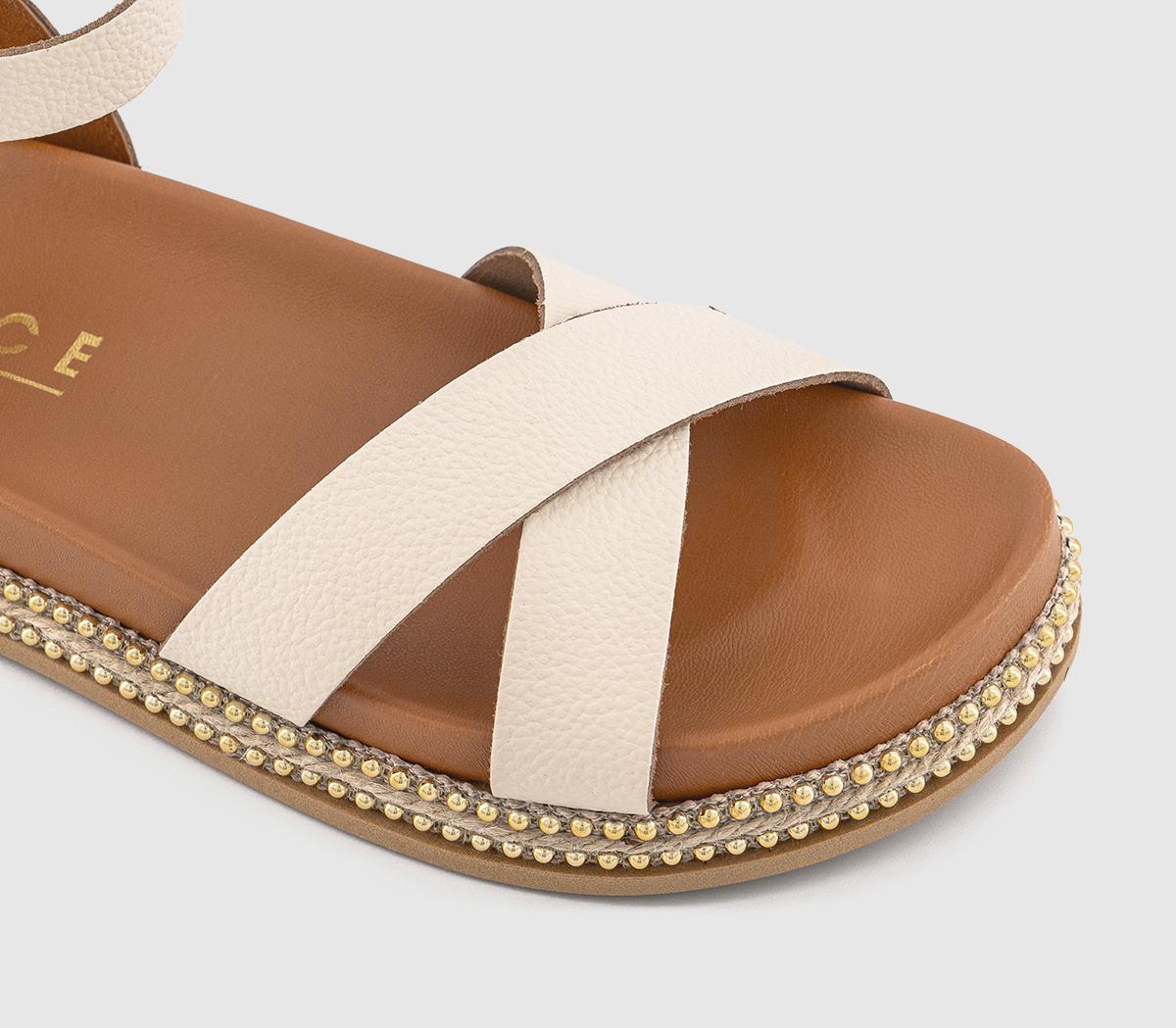 OFFICESerenity Bead Detail Footbed Sandals OFFICESerenity Bead Detail Footbed SandalsOff White Leather