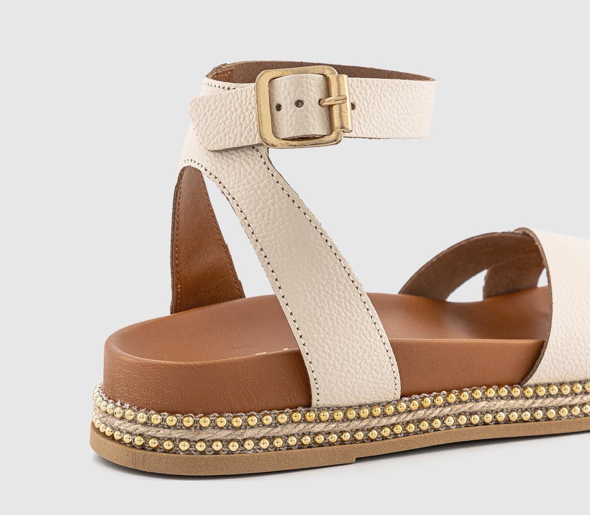 OFFICESerenity Bead Detail Footbed Sandals OFFICESerenity Bead Detail Footbed SandalsOff White Leather