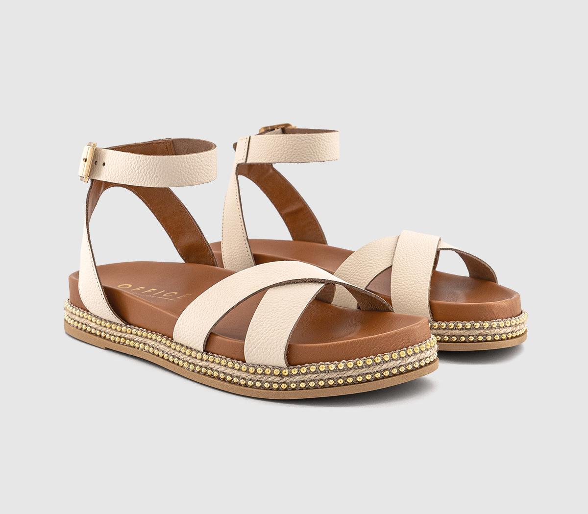 OFFICESerenity Bead Detail Footbed Sandals OFFICESerenity Bead Detail Footbed SandalsOff White Leather