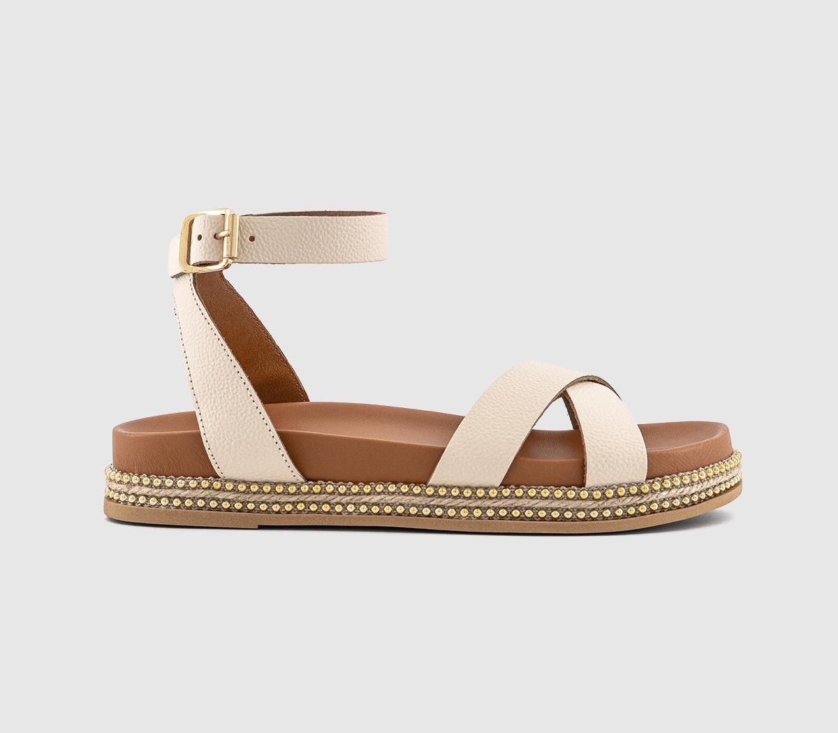 OFFICESerenity Bead Detail Footbed Sandals OFFICESerenity Bead Detail Footbed SandalsOff White Leather